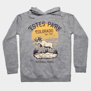 Estes Park Colorado National Park Moose Sunset Hoodie